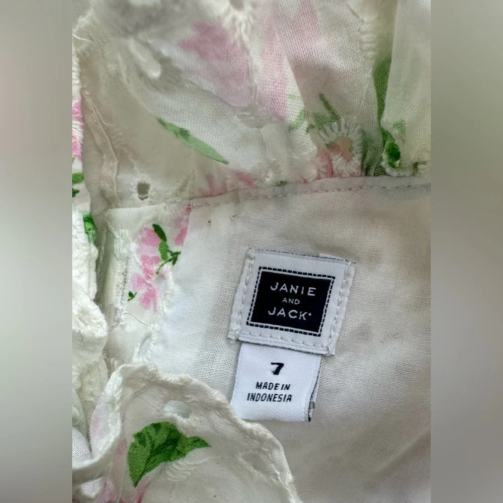 Janie and Jack Floral‎ Eyelet Jumpsuit Romper Girls Size 7 Garden Party Spring